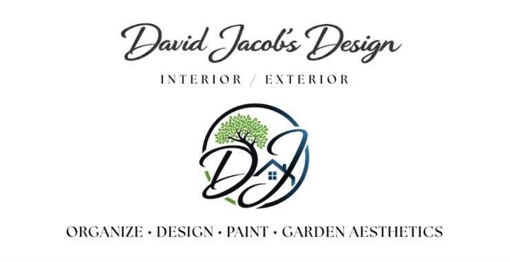 David Jacob’s Design brand mark: interior and exterior, organize, design, paint, garden aesthetics
